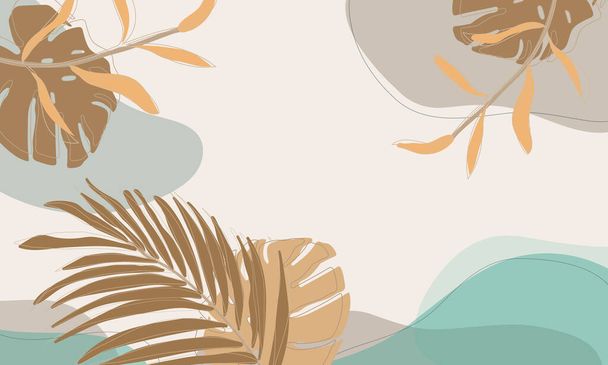 Барвисті листя пальмових квіткових ліній художній друк дизайн. Ботанічне настінне мистецтво Векторний дизайн абстрактного мистецтва для настінного друку. - Вектор, зображення