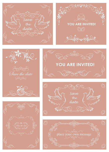 Vintage templates for wedding invitations - Vector, Image