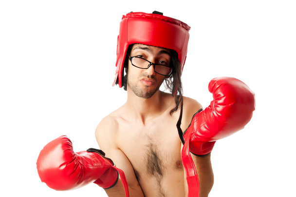 Boxer engraçado isolado em branco - Foto, Imagem