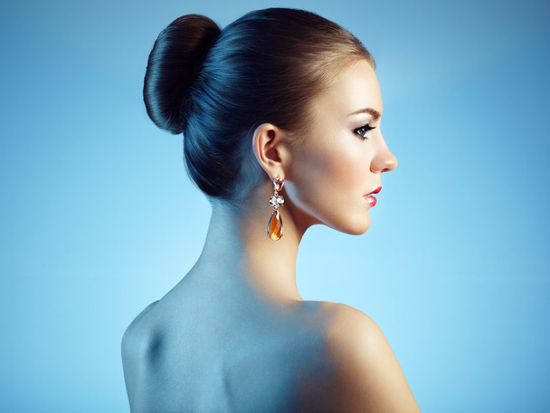 Portrait of beautiful sensual woman with elegant hairstyle - 写真・画像