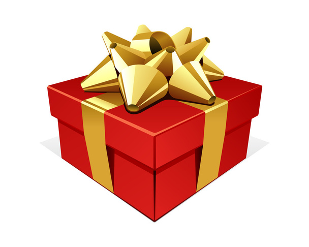 Red gift with gold bow - Vector, Image