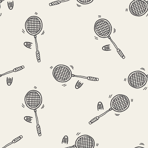 Doodle Badminton seamless pattern background - Vector, Image