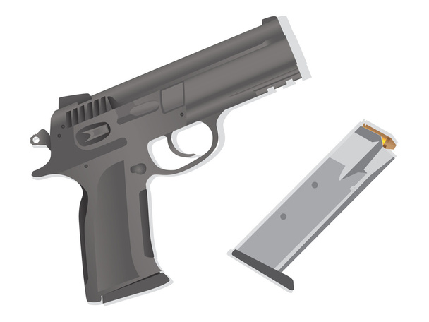 Пистолет и патроны
 - Вектор,изображение