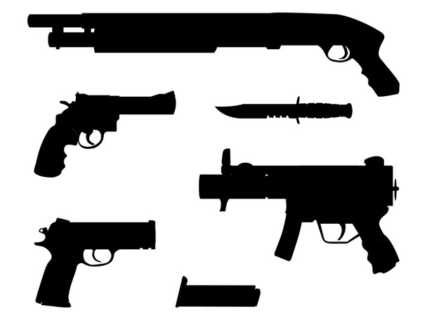 Silhouette guns - Vector, Image