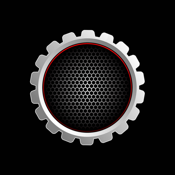 Logo de engranaje mecánico sobre fondo negro - Vector, imagen