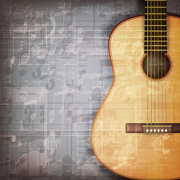 абстрактний гранжевий фортепіанний фон з акустичною гітарою
 - Вектор, зображення