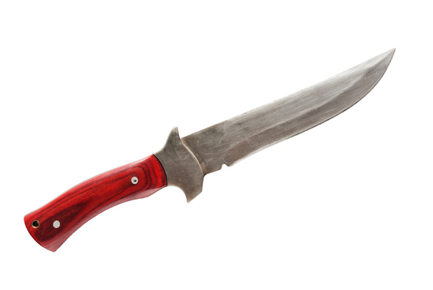 Starý nůž s červenou rukojetí, izolované - Fotografie, Obrázek