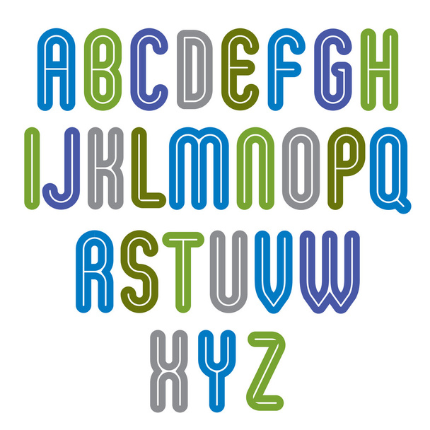 Rounded vivid striped distinct font - Вектор,изображение