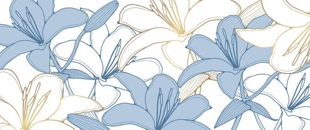 Delicate floral background with lily flowers. Vector background for decor, wallpaper, covers, cards and presentations. - Vector, Image