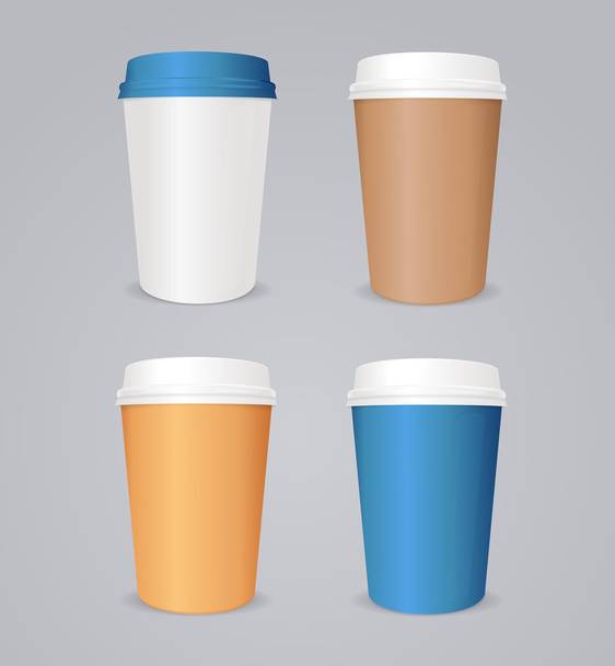 Vector colorful coffee paper cup set. - Vecteur, image