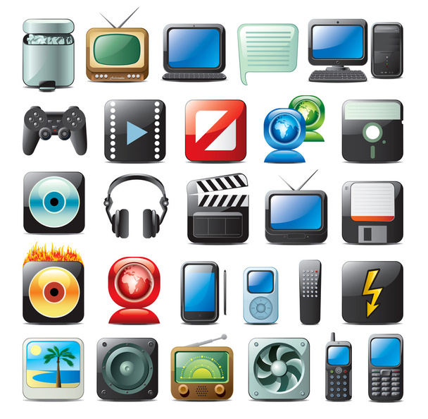 Multimedia icons - Vector, Image