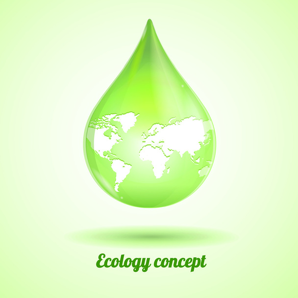Vector green drop. Ecology concept - Διάνυσμα, εικόνα