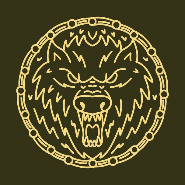 Farkas illusztráció Monoline Vector Logo, állati vintage jelvény, kreatív embléma Design üzleti - Vektor, kép
