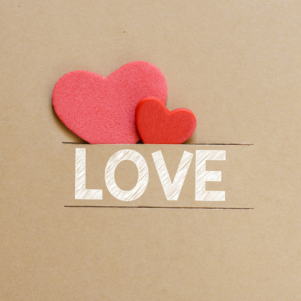 Aşk kelime ile kırmızı Kalpler - Fotoğraf, Görsel