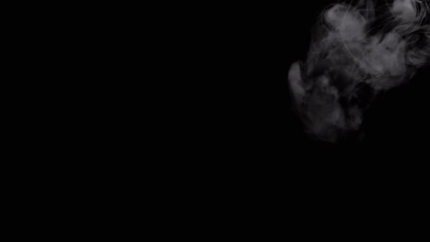 Ледяное Облако Толстого Белого Дыма, Туман, плавающий на размытом чёрном фоне. Кольца. Абстрактный, изолированный. Пустое место. Размытое движение. Боке. Пропитайте дым или текстуру и структуру пара. Медленное движение. - Кадры, видео