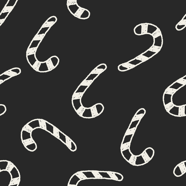 candy cane doodle drawing seamless pattern background - Vector, Image