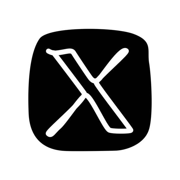 Icono de Twitter X con estilo hecho a mano. - Vector, Imagen