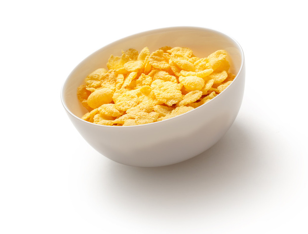 Flocons de maïs dans un bol blanc
 - Photo, image