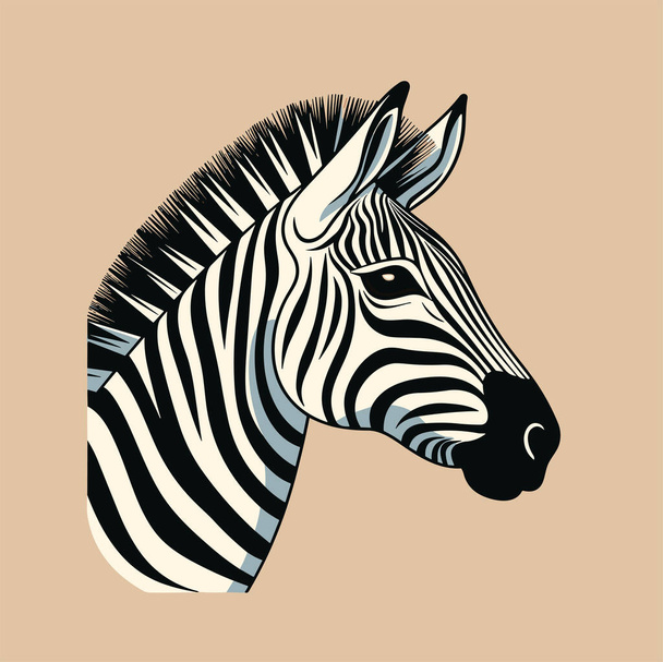 Зебра, полосатая лошадь, африканское животное саванны, векторная иллюстрация - Вектор,изображение