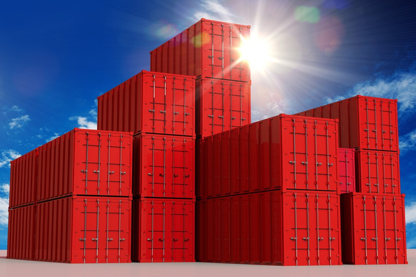 Kırmızı kargo konteynerler - Fotoğraf, Görsel