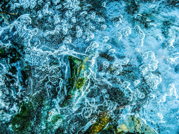 Jég a folyón, jég télen. HDR kép (nagy dinamikatartomány) .A jég, tél - Fotó, kép