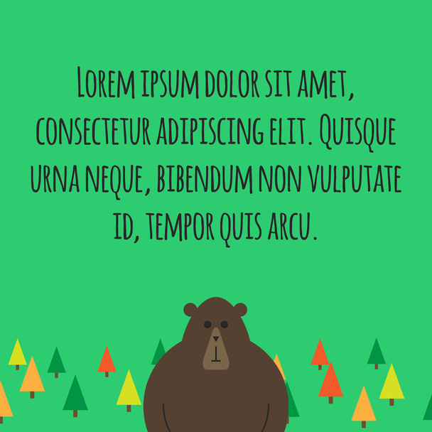 Wildlife template with trees and bear - Vector, Image