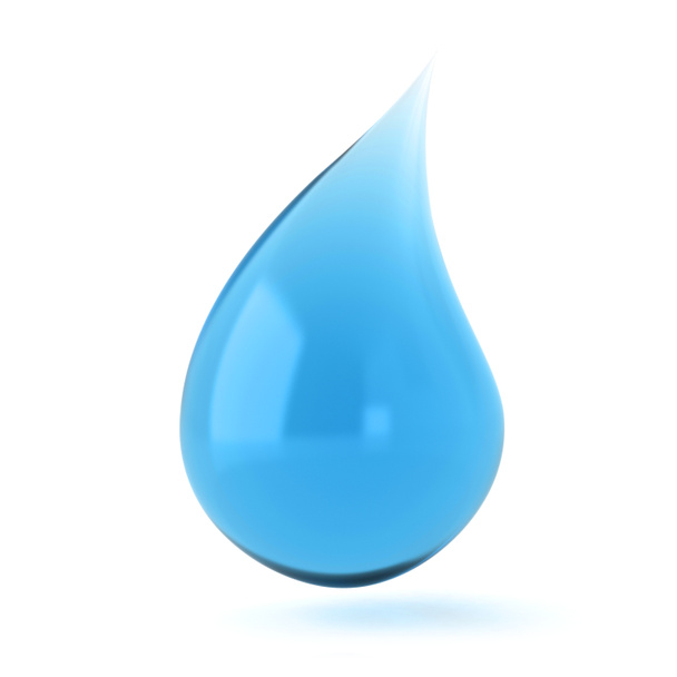 Blauwe vloeistof druppel. 3D render illustratie geïsoleerd op witte achtergrond - Foto, afbeelding