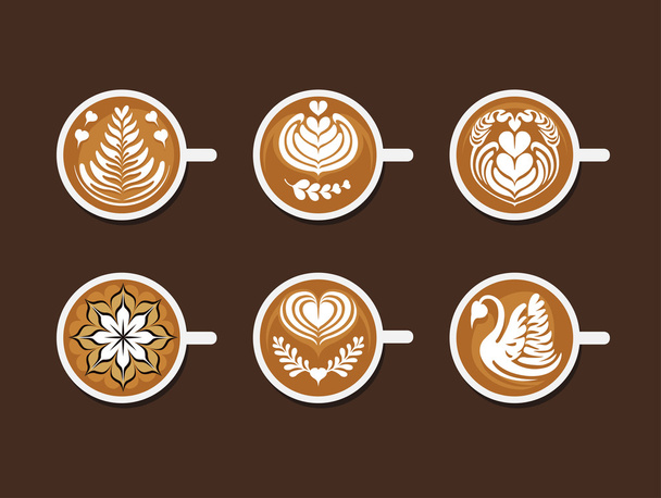Set of Latte Art White Cup - Vector, Image