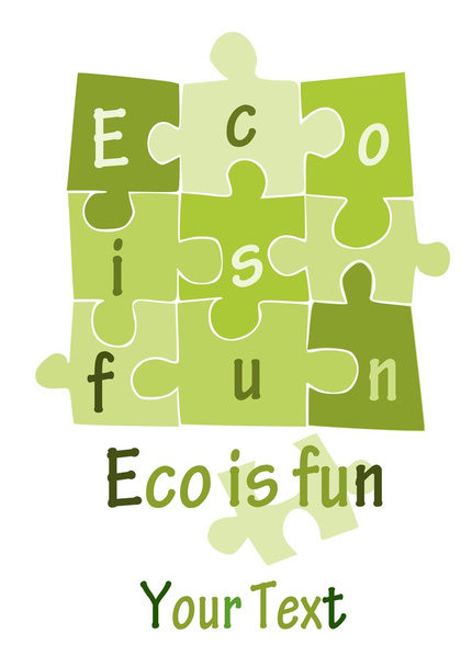 Eco is fun - green puzzle - vector - Διάνυσμα, εικόνα
