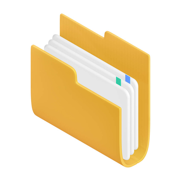 Ikona folderu żółtego z ścieżką wycinania, renderowanie 3d - Zdjęcie, obraz