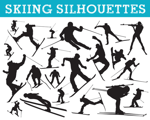silhuetas de esqui
 - Vetor, Imagem