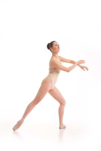 young modern ballet dancer isolated on white background - 写真・画像