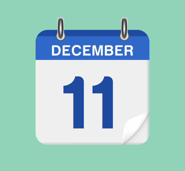 11 Δεκεμβρίου. Ημερομηνία ημερολογίου. Ένα φύλλο του ημερολογίου αναστροφής - Διάνυσμα, εικόνα