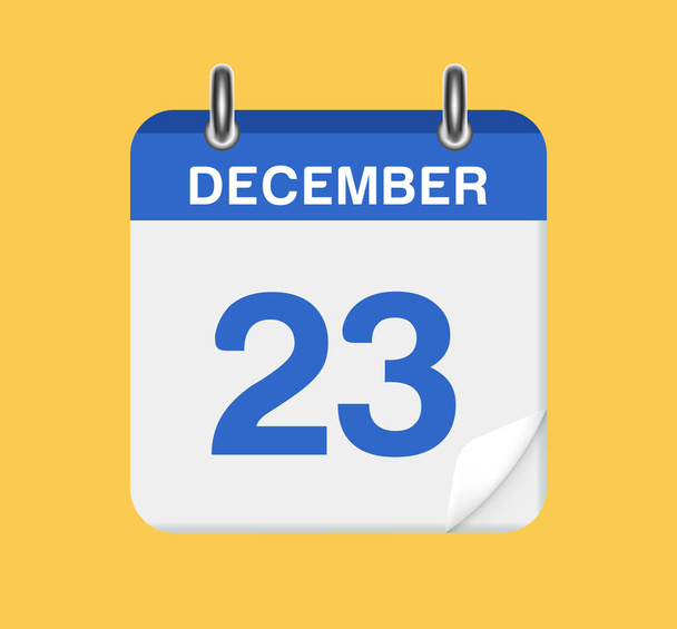  23 de Dezembro. Data do calendário. Uma folha do calendário flip. - Vetor, Imagem