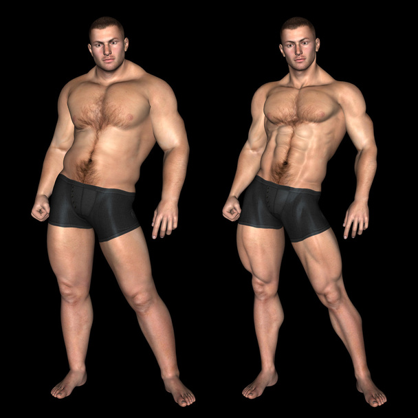ylipainoinen mies vs hoikka sovi mies
 - Valokuva, kuva
