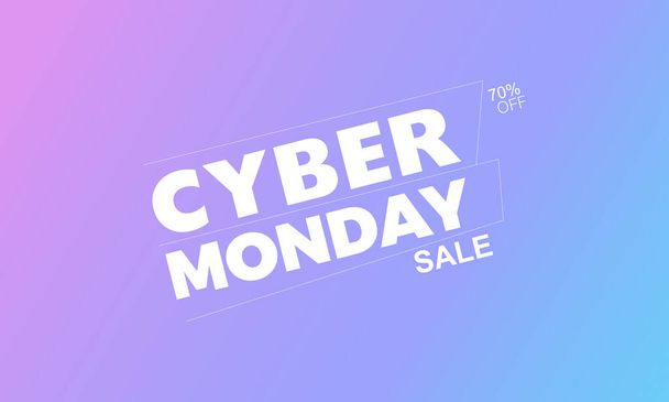Cyber Monday Sale Online Shopping Concept with Digital Devices, Shopping Bag, and Discounts banner (en inglés). Plantilla vectorial para fondo, banner, tarjeta, diseño de póster. - Vector, Imagen