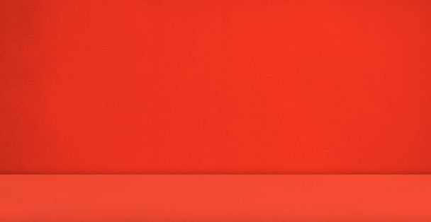 Fondo rojo Escenario Producto Piso Stand Podio Plataforma 3d Pantalla Estudio Sala Abstracto Cemento Textura Luz Grunge Banner Patrón oscuro Fondo interior 3d Bg Cocina vacía Contador Mockup. - Foto, imagen