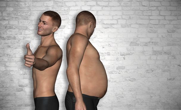 толстый и стройный молодой человек
 - Фото, изображение