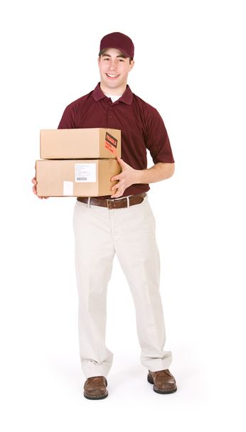 Envio: Homem de entrega com pacotes
 - Foto, Imagem