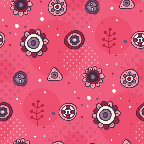 Cute pink pattern with flowers and abstract elements - Vetor, Imagem