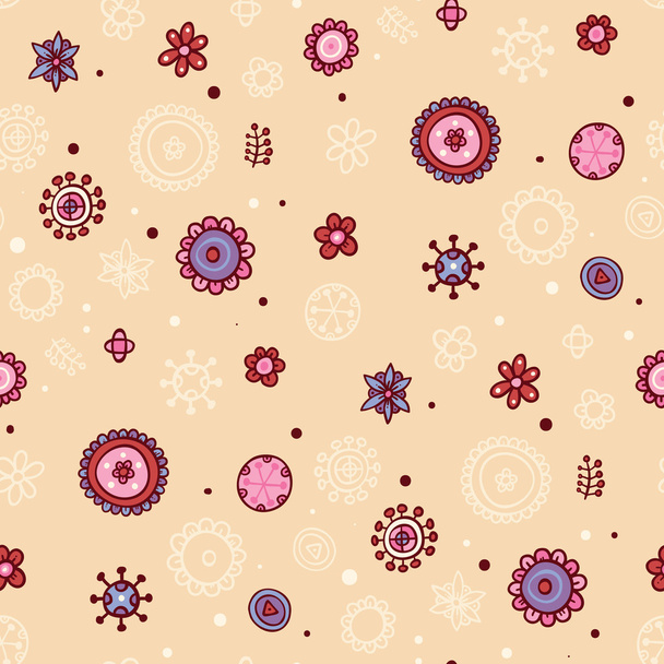 Cute seamless background with flowers and abstract elements - Vecteur, image
