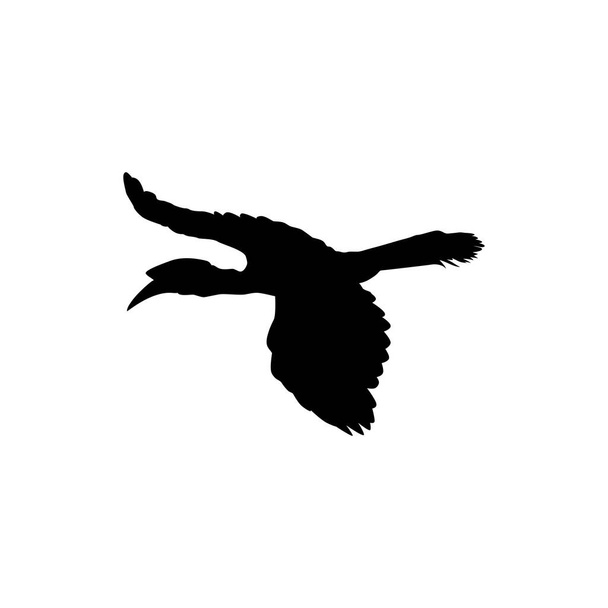 Flying Great Horn Bird Silhouette. Can use for Art Illustration, Logo Gram, Website, Pictogram or Graphic Design Element. Vector Illustration - Vector, Image