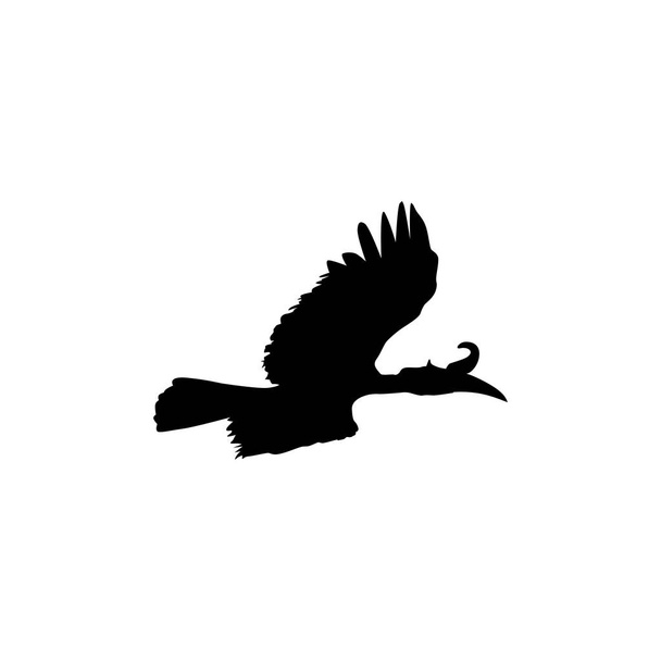 Силуэт летающей большой роговой птицы. Может использоваться для художественной иллюстрации, графики, пиктограммы или графического дизайна. Векторная миграция - Вектор,изображение