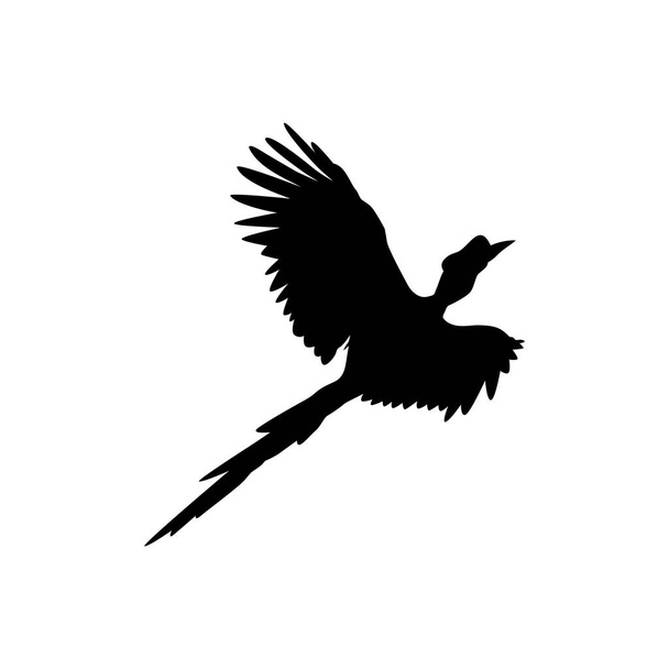 Lentävä suuri torvi lintu siluetti. Voi käyttää Art Illustration, Logo Gram, Verkkosivusto, Pictogram tai Graafinen suunnittelu Element. Vektorikuvaus - Vektori, kuva