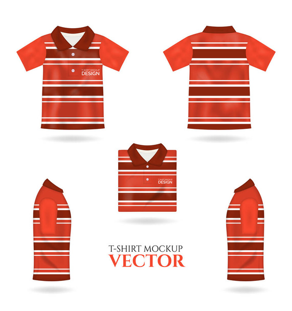 Tričko 3d realistické maketa up, samec oranžové tričko vektorové šablony přední pohled zezadu. Prázdné oblečení design pro muže, sportovní oblečení, ležérní oblečení - Vektor, obrázek
