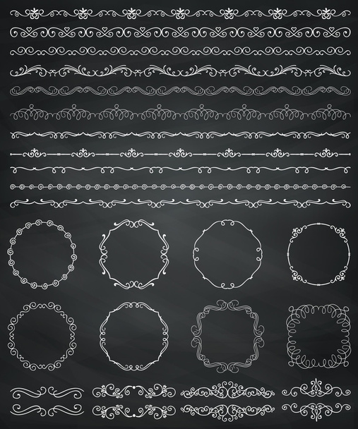 Chalk Drawing Borders and Frames, Dividers, Swirls - Wektor, obraz