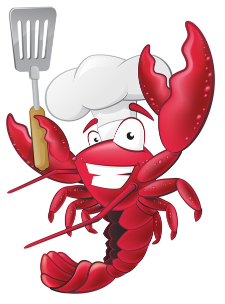 Cute Lobster Chef Character holding a Spatula. - Vector, Image