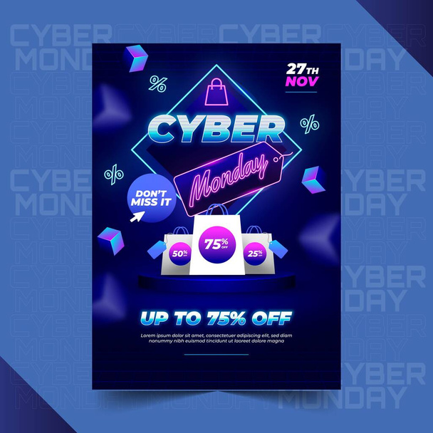 gradient cyber monday poster template design vector illustration - Vector, Image