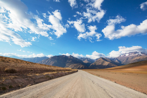 Scenic road in the Cordillera mountains in Peru. Travel background. - Photo, Image