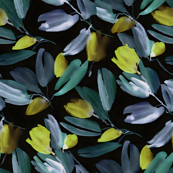 akvarell minta trópusi növényekkel. zökkenőmentes minta - Fotó, kép